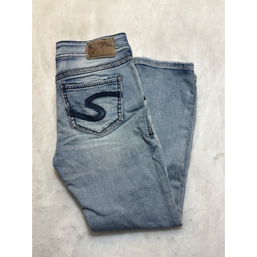 Silver Jeans Co Suki‎ Capri Jeans Women's Light Wash Distressed Size 27